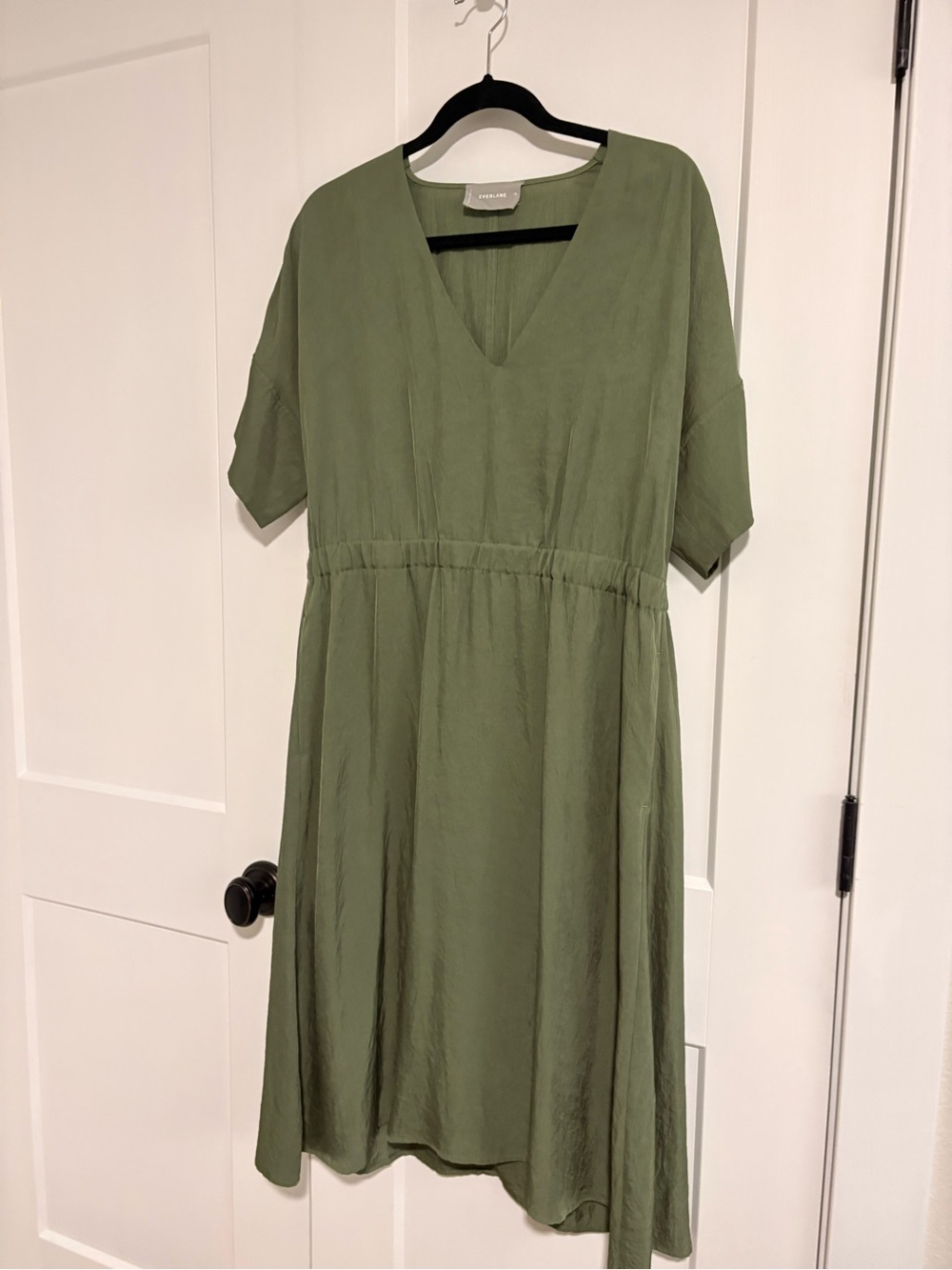Everlane Olive V-Neck Midi Dress